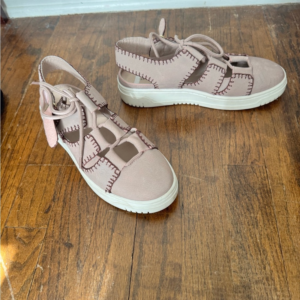 Free People Pink Cutout Lace-Up Sneakers - Picture 2 of 6